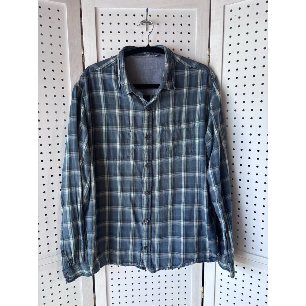 Toad & Co Men's Lg Mixologist Long SLV Plaid Button Down Shirt‎ Org Ctn Blue